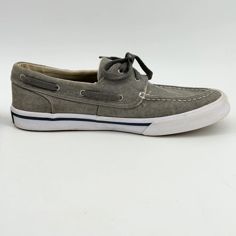 Sperry Top-Sider Mens STS17396 Bahama II Gray Canvas Boat Shoes Size 8